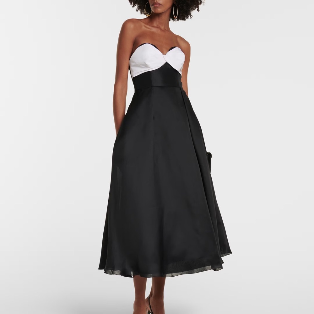 🖤SOLD🖤Carolina Herrera Sweetheart Neck Strapless Silk Faille Ballgown BLACK - Picture 3 of 17